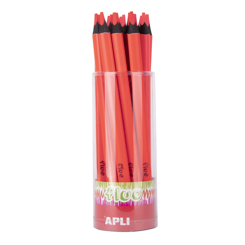 Crayons Apli Jumbo Fluor Red - Épaisseur triangulaire 5 mm - 18 unités par paquet - Idéal pour une meilleure tenue et une plus