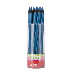 Apli Jumbo Fluor Blue Crayons - 5 mm triangulaires - Meilleure tenue et couverture - Lot de 18 unités - Format d'affichage