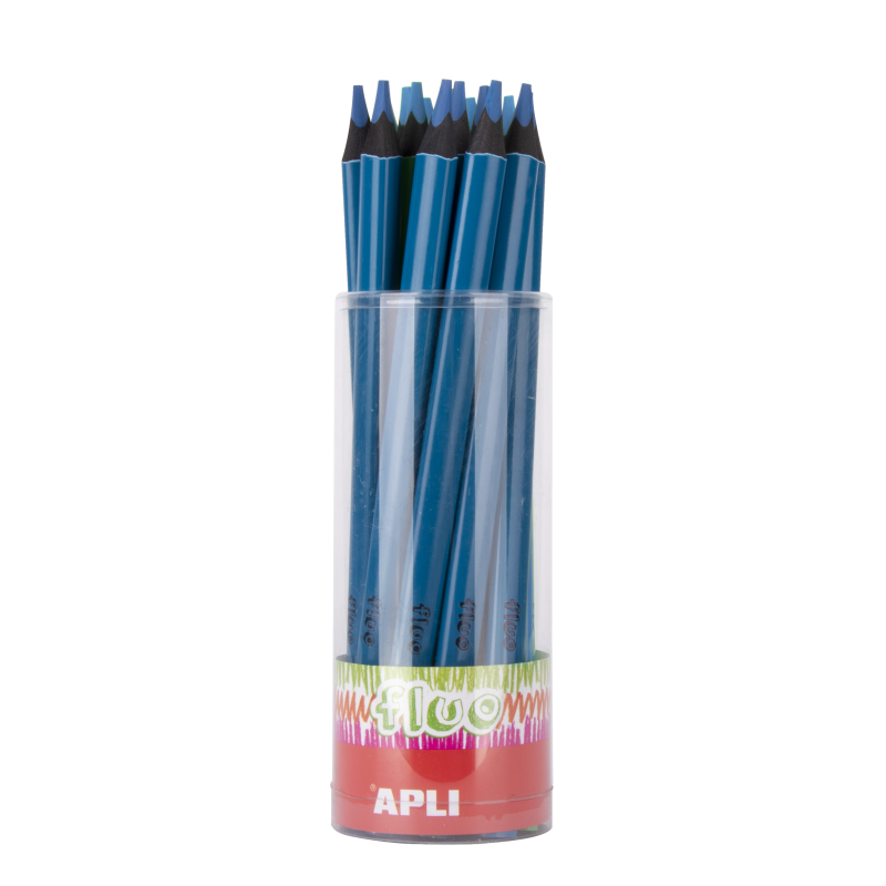 Apli Jumbo Fluor Blue Crayons - 5 mm triangulaires - Meilleure tenue et couverture - Lot de 18 unités - Format d'affichage