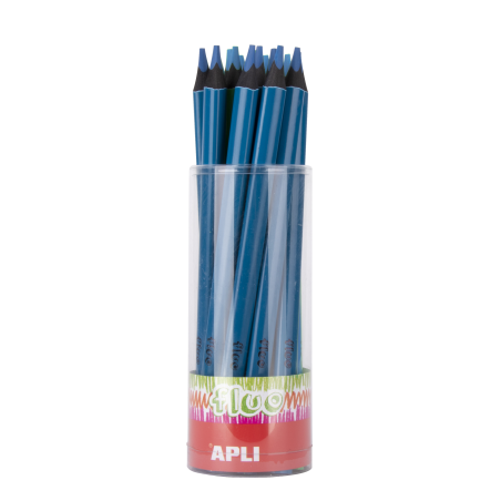 Apli Jumbo Fluor Blue Crayons - 5 mm triangulaires - Meilleure tenue et couverture - Lot de 18 unités - Format d'affichage