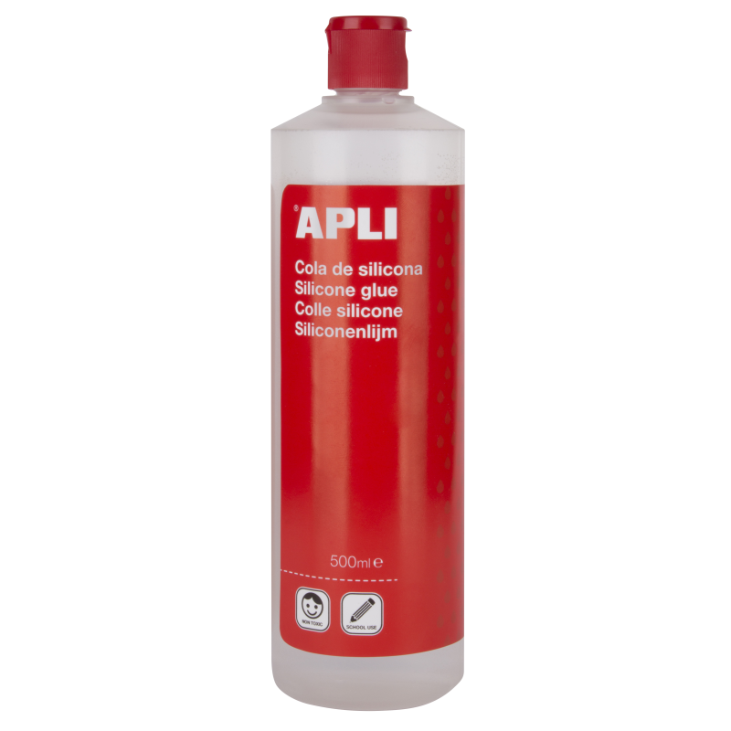 Apli School Silicone 500 ml - Ne contient pas de méthanol - Conforme à la réglementation UNE-En 71 Partie 5 - Collage efficace