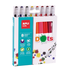Marqueurs Apli Kids Dots - Ø 14,4x137 mm - Corps cylindrique et pointe ronde bloquée Ø 7,5 mm - Couleurs assorties - Facilement