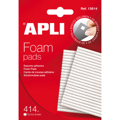 Apli Mousse Adhésive 3D Prédécoupée 5x5x3mm - Application Facile - 414 Unités - Blanc