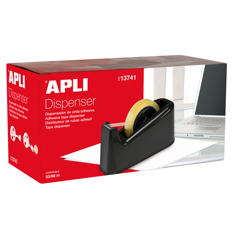 Apli Trade Tape Holder - Pour Rouleaux de 33 et 66 - Facile à Utiliser et à Transporter - Noir