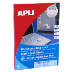 Apli Silver Metallic Labels 210,0 x 297,0 mm 100 feuilles