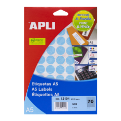 Apli Labels A5 Bleu Ø 19.0mm 8 Feuilles