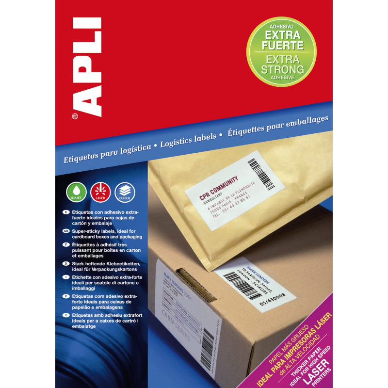 Apli Extra Strong White Labels 210 x 148 mm 100 Feuilles résistantes