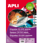 Apli Permanent CD/DVD Labels Mega Size Opaque Back 100 Feuilles I/L/C