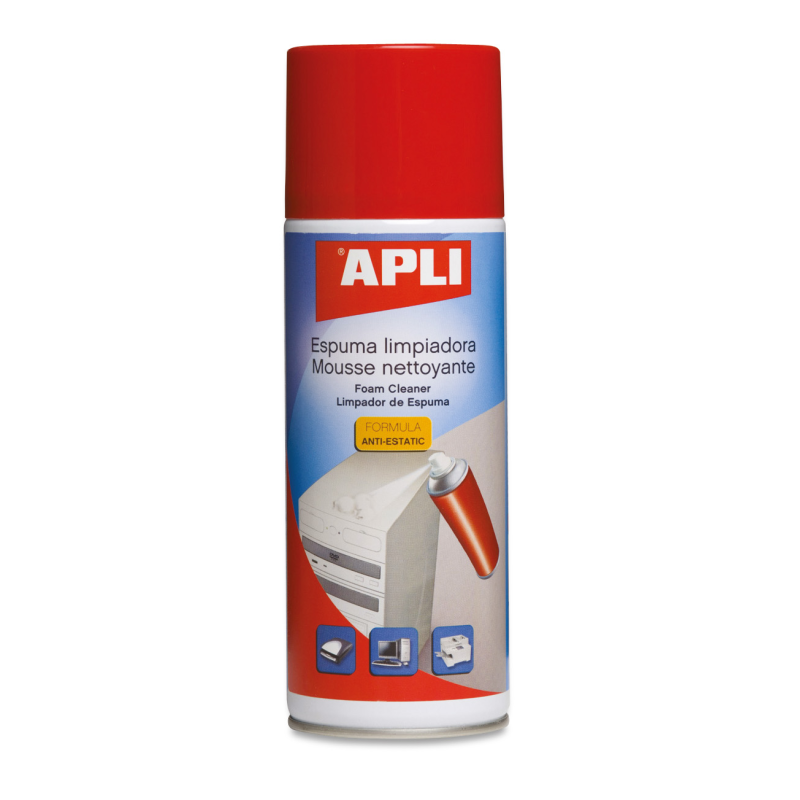 Mousse de nettoyage antistatique Apli - 400 ml - Nettoyage externe des appareils électroniques - Améliore les performances et