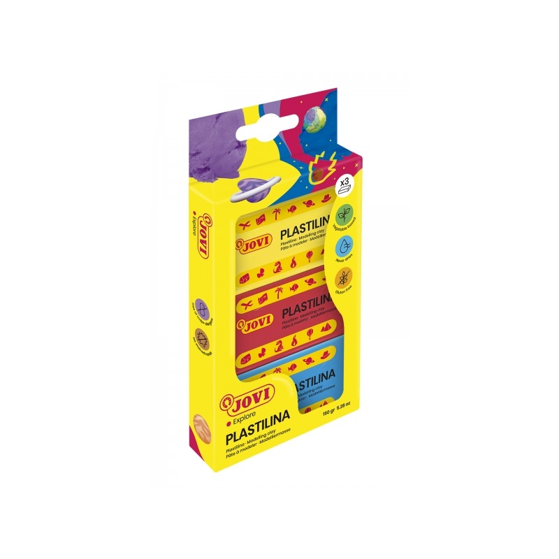 Jovi Etui de 3 Comprimés de Pâte à Modeler 50gr - Ne sèche pas - Sans gluten - Facile à façonner - Sans allergène - Non toxique