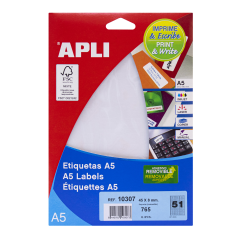 Apli A5 Étiquettes Bijoux Blanches 48,0 x 8,0 mm 15 Feuilles