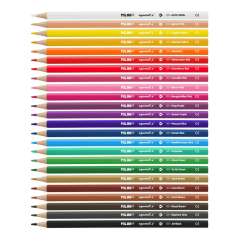 Lot de 24 crayons aquarelle triangulaires Milan + pinceau - Mine 2,9 mm - Ligne uniforme - Incassable - Couleurs assorties