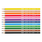 Lot de 12 crayons de couleur aquarelle triangulaires Milan + pinceau - Mine 2,9 mm - Ligne uniforme - Résistant à la casse