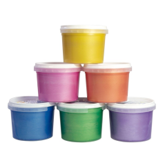 Lot de 6 flacons de peinture au doigt Milan - 100 ml - Application facile - Miscible - Couleurs métalliques assorties