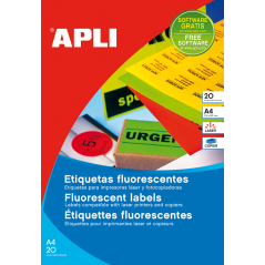 Etiquettes Apli Permanentes Fluorescentes Orange Ø 60.0mm 20 Feuilles