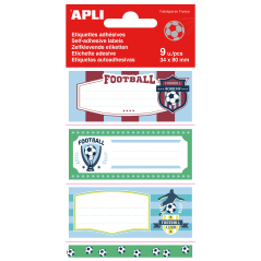 LOT de 5 Autocollants d'école de football Apli - Taille 81x36mm - 9 étiquettes par sachet - Adhésif permanent de haute qualité