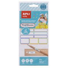 Étiquettes laminées assorties Apli - Trois tailles : 46,5 x 10 mm (14), 30,5 x 19 mm (3), 30,6 x 11 mm (18) - Haute qualité et