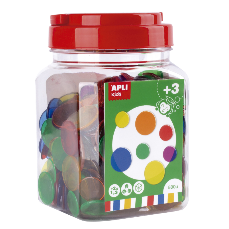 Apli Kit de 500 Pièces Rondes en Plastique Transparent - 25mm et 18mm - Idéal pour Tables Lumineuses et Pratiques de Séquençage
