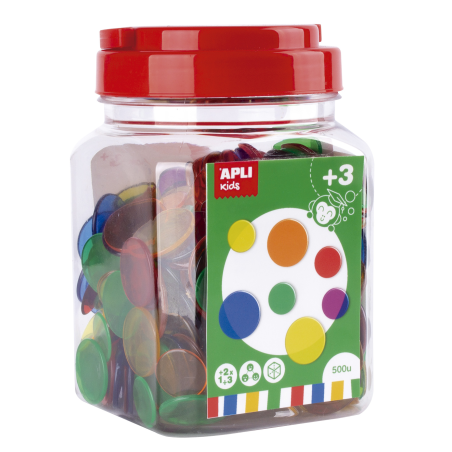 Apli Kit de 500 Pièces Rondes en Plastique Transparent - 25mm et 18mm - Idéal pour Tables Lumineuses et Pratiques de Séquençage