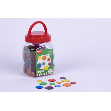 Apli Kit de 500 Pièces Rondes en Plastique Transparent - 25mm et 18mm - Idéal pour Tables Lumineuses et Pratiques de Séquençage