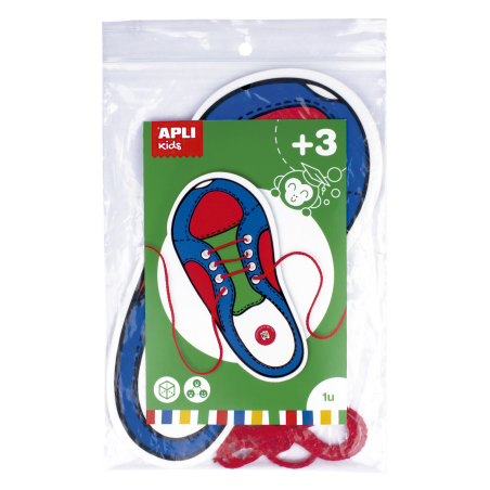 Jeu d'apprentissage Apli pour attacher des chaussures - Gabarit en plastique en forme de chaussure 100x210mm - Développe les
