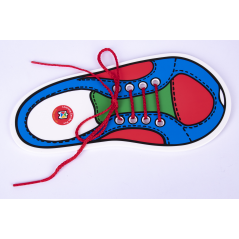 Jeu d'apprentissage Apli pour attacher des chaussures - Gabarit en plastique en forme de chaussure 100x210mm - Développe les