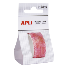 Apli Washi Tape Pétales Prédécoupés - Taille 20mmx2m - 200 Pétales Roses - Adhésif de Haute Qualité - Idéal pour l'Artisanat et