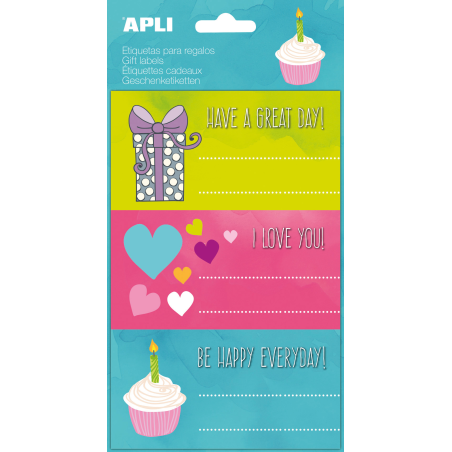 LOT de 10 Étiquettes adhésives Apli Great Day - Taille 76x39mm - 9 étiquettes par sac - Adhésif permanent de haute qualité