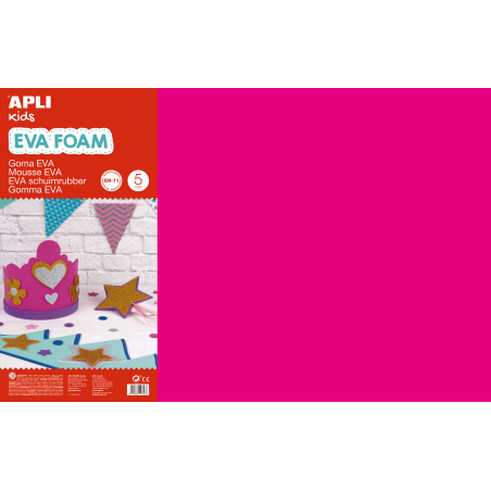 Apli Goma Eva Fuchsia 600x400 - 5 Feuilles de Grand Format Flexible