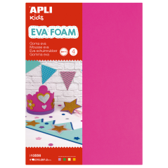 Apli Goma Eva Fluorescent - Format A4 - 4 Feuilles - Fuchsia, Vert, Jaune et Orange