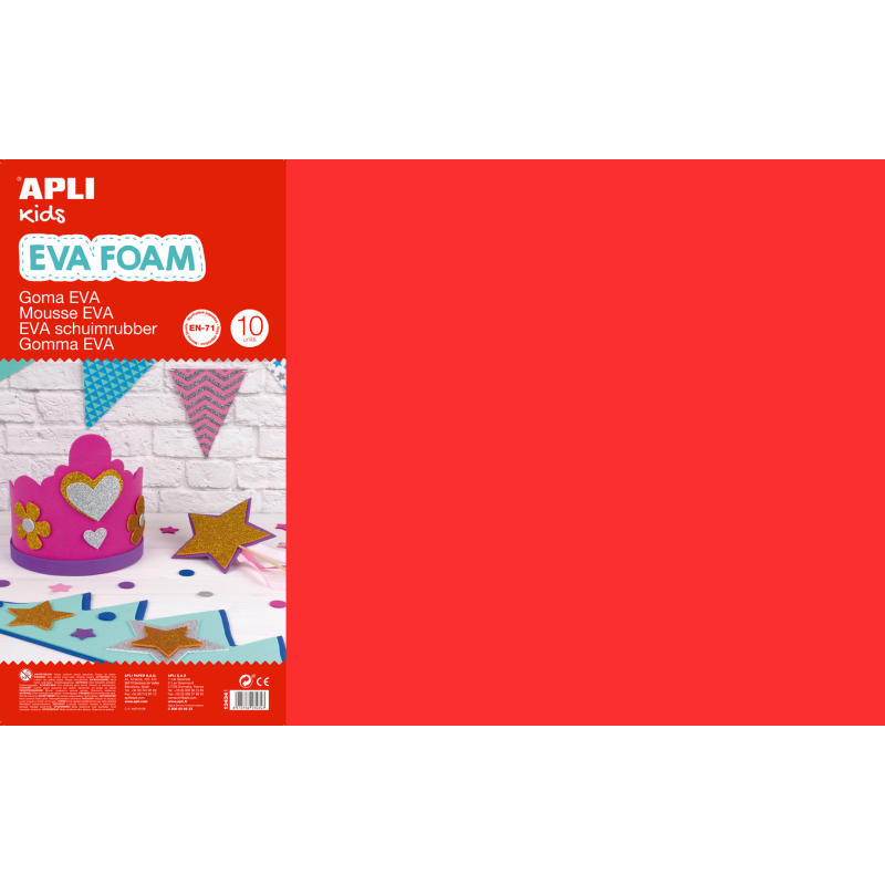 Apli Goma Eva Multicolore 600x400 - 10 Feuilles de Grand Format Flexible - Idéal pour l'Artisanat et les Projets Scolaires