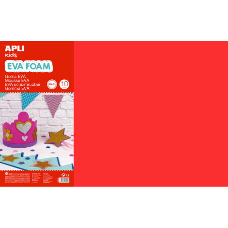 Apli Goma Eva Multicolore 600x400 - 10 Feuilles de Grand Format Flexible - Idéal pour l'Artisanat et les Projets Scolaires