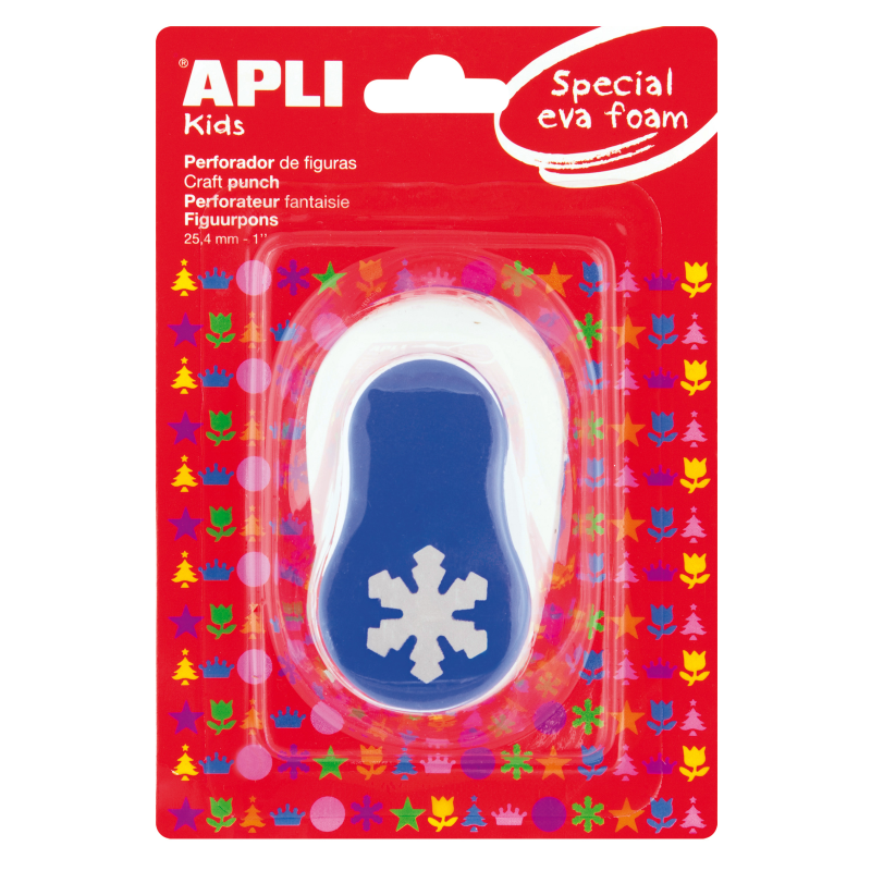Apli Snowflake Punch - Figure 25,4 mm - Perce le papier, le carton, le carton et le caoutchouc Eva jusqu'à 2 mm - Reste le