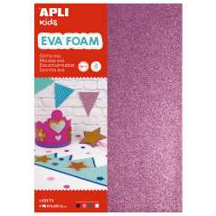 Apli Goma Eva Purpurina A4 4 Feuilles - Blanc, Noir, Rouge et Bleu - Idéal pour l'Artisanat et la Décoration