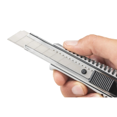 Dahle 10885 Couteau professionnel avec lame de 18 mm - Corps en métal - Mécanisme de verrouillage automatique - Guide en métal