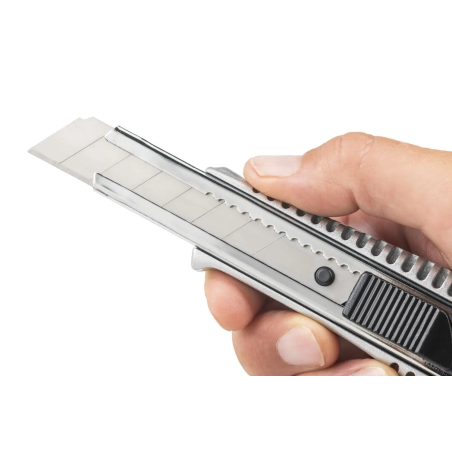 Dahle 10885 Couteau professionnel avec lame de 18 mm - Corps en métal - Mécanisme de verrouillage automatique - Guide en métal