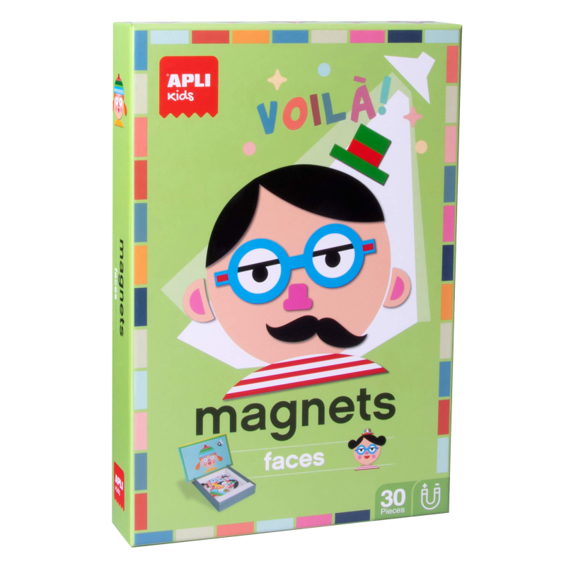 Apli Kids Magnetic Game Funny Faces - Scène Magnétique 28x18cm - 30 Feuilles pour Créer des Personnages - Encourage