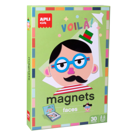 Apli Kids Magnetic Game Funny Faces - Scène Magnétique 28x18cm - 30 Feuilles pour Créer des Personnages - Encourage