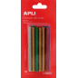 Apli Spare Hot Melt Bâtons Adhésifs - Ø7.5mmx10cm - Couleurs Assorties avec Paillettes - Précision et Nettoyage - Compatible