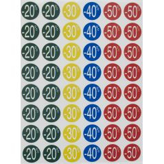 Appliquer Etiquettes Remise -20%/-50% Ø 24mm 5 Feuilles