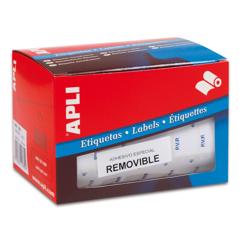 Apli Roll Étiquettes PVP Amovibles Blanches 16.0 x 22.0mm