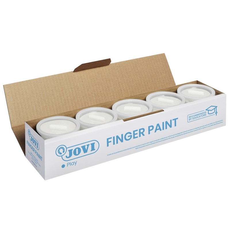 LOT de 5 Pot de peinture au doigt Jovi - Peinture au doigt 125 ml - Couleurs miscibles - Texture gélatineuse - Lavable - Sans