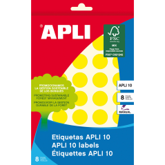 Apli Labels 10 Jaune Ø 19mm 8 Feuilles