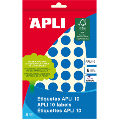 Apli Labels 10 Bleu Ø 16mm 8 Feuilles