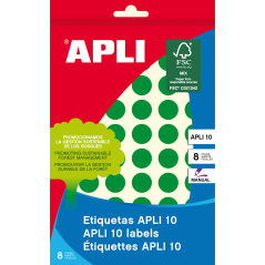 Apli Labels 10 Vert Ø 13mm 8 Feuilles