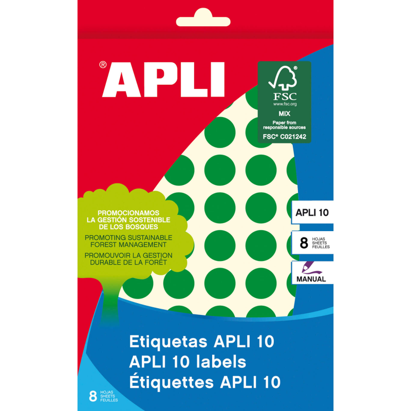 Apli Labels 10 Vert Ø 13mm 8 Feuilles