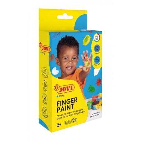✅ Jovi Finger Paint Étui de 6 pots de peinture pour doigts - Couleurs miscibles - Texture gélatineuse - Lavabl en stock