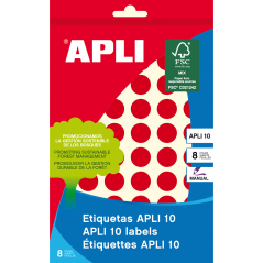 Apli Labels 10 Rouge Ø 13mm 8 Feuilles