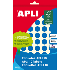 Apli Labels 10 Bleu Ø 13mm 8 Feuilles