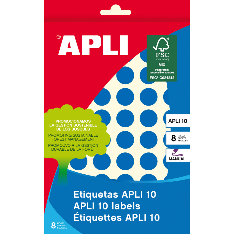 Apli Labels 10 Bleu Ø 13mm 8 Feuilles